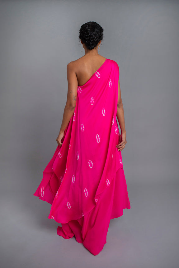 Stephany Silk Layered Tie-dye One Shoulder Set - Republic of Mode