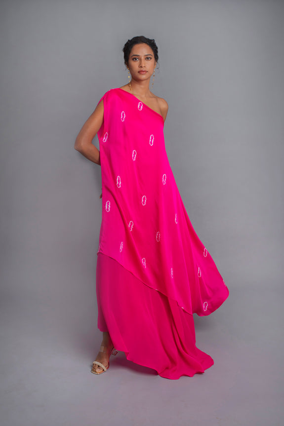 Stephany Silk Layered Tie-dye One Shoulder Set - Republic of Mode