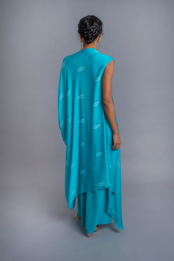 Stephany Silk V Neck Tie-dye Detailed Tunic Set - Republic of Mode