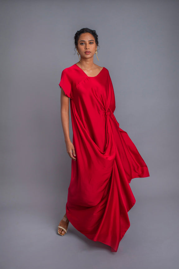 Stephany Silk Dress with Knot Detail - Republic of Mode