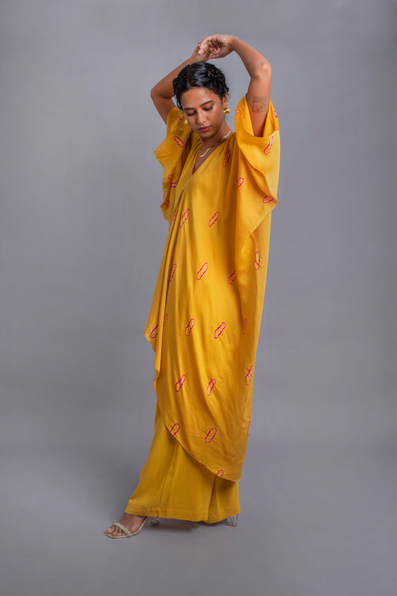 Stephany Silk Tie-dye Draped Kaftan Set - Republic of Mode