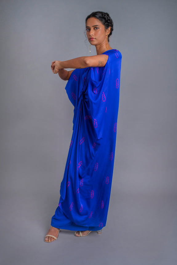 Stephany Silk Front Tie-up Tie-dye Kaftan Set - Republic of Mode