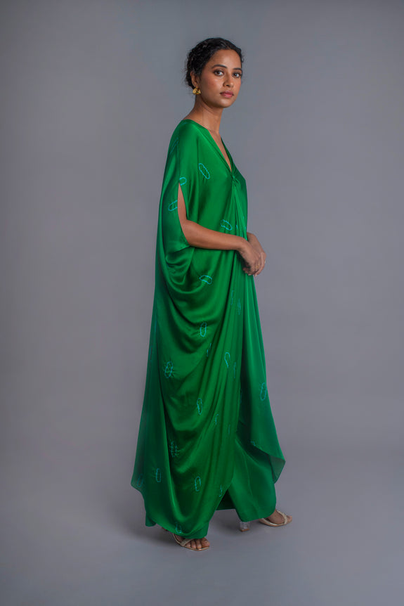 Stephany Silk Top Knot Tie-dye Kaftan Set - Republic of Mode
