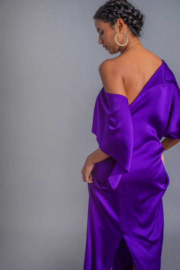 Stephany Silk 2 Way One Shoulder Dress - Republic of Mode