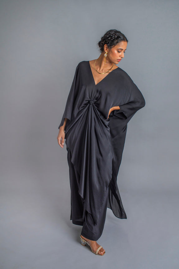 Stephany Silk V-Neck Knot Kaftan Set - Republic of Mode