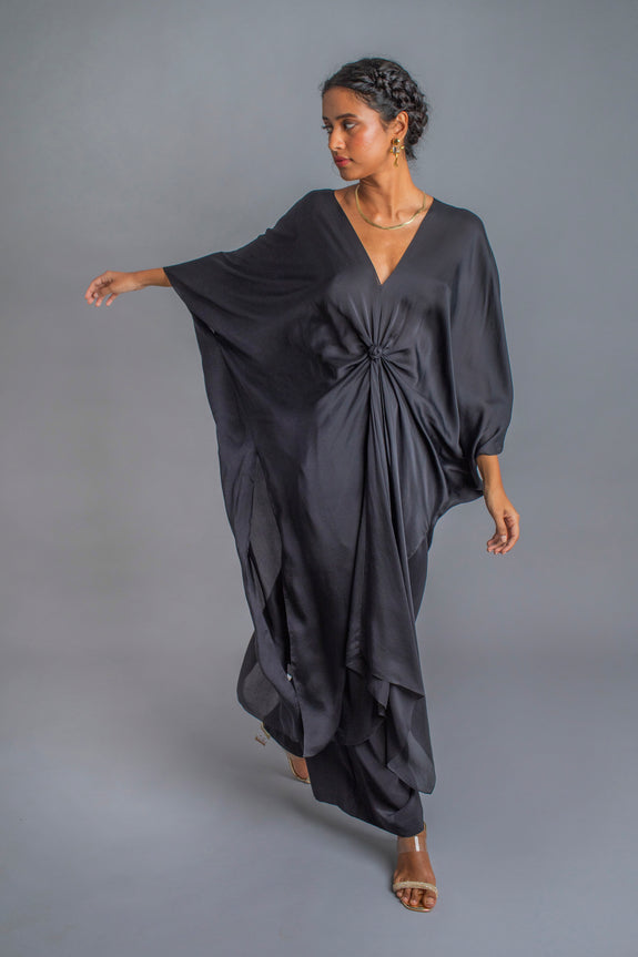 Stephany Silk V-Neck Knot Kaftan Set - Republic of Mode