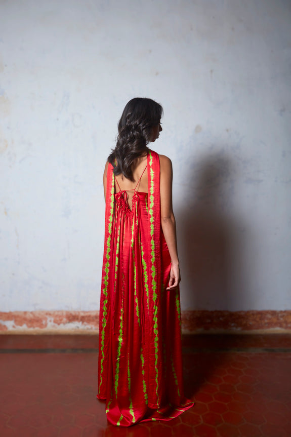 Stephany Silk Strappy Leheriya Dress - Republic of Mode