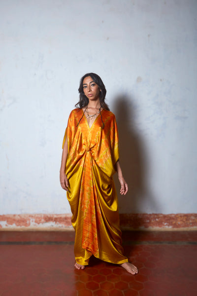 Stephany Silk Knotted Leheriya Dress - Republic of Mode