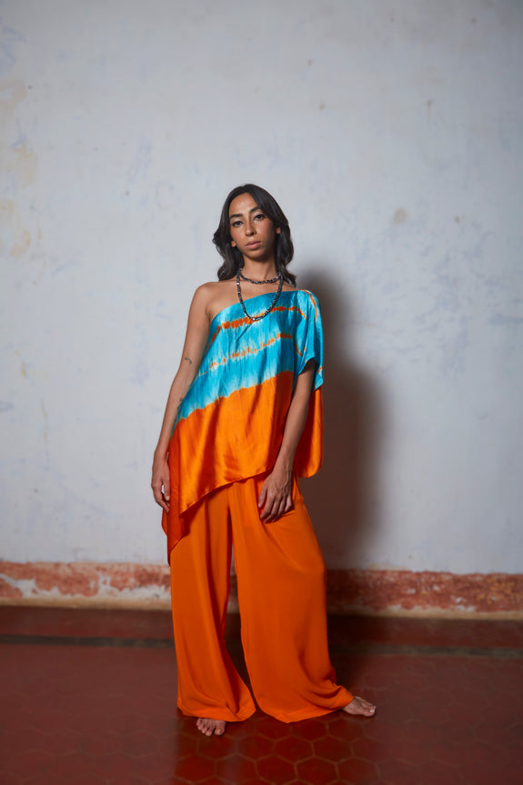 Stephany Silk One Shoulder Leheriya Set - Republic of Mode