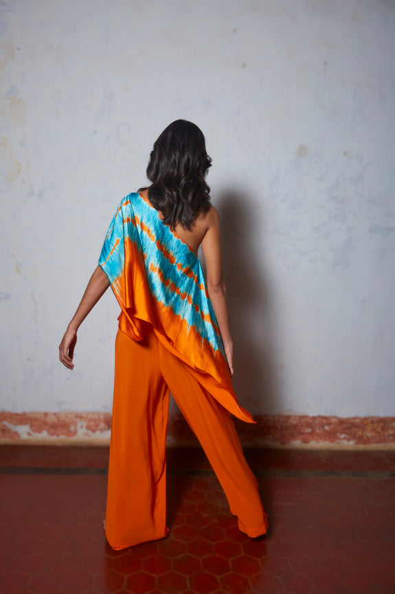 Stephany Silk One Shoulder Leheriya Set - Republic of Mode