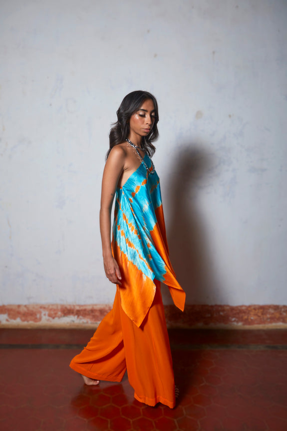 Stephany Silk One Shoulder Leheriya Set - Republic of Mode