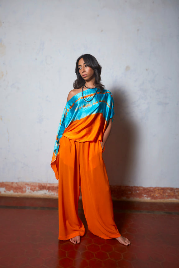 Stephany Silk One Shoulder Leheriya Set - Republic of Mode