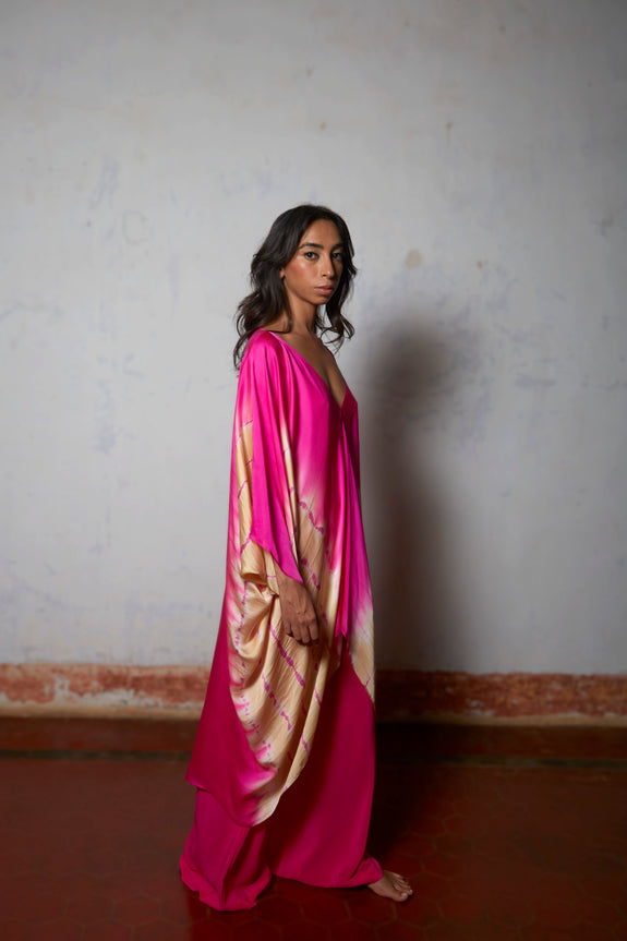 Stephany Silk Leheriya Kaftan Set - Republic of Mode
