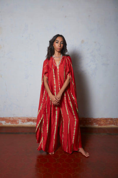 Stephany Cotton Silk Leheriya Jumpsuit - Republic of Mode