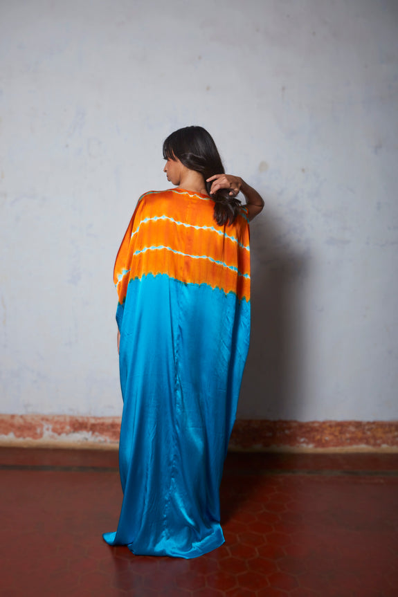 Stephany Silk Knotted Leheriya Kaftan Dress - Republic of Mode