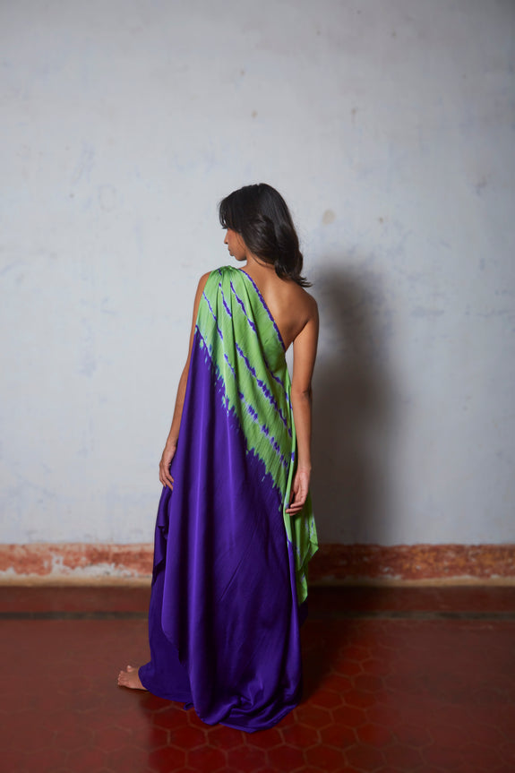 Stephany Silk One Shoulder Leheriya Set - Republic of Mode