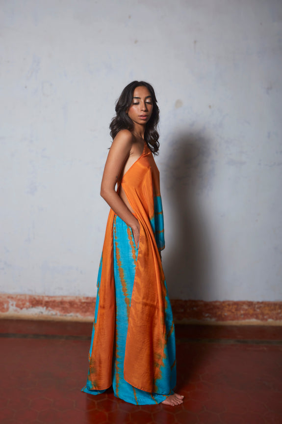 Stephany Cotton Silk One Shoulder Leheriya Set - Republic of Mode