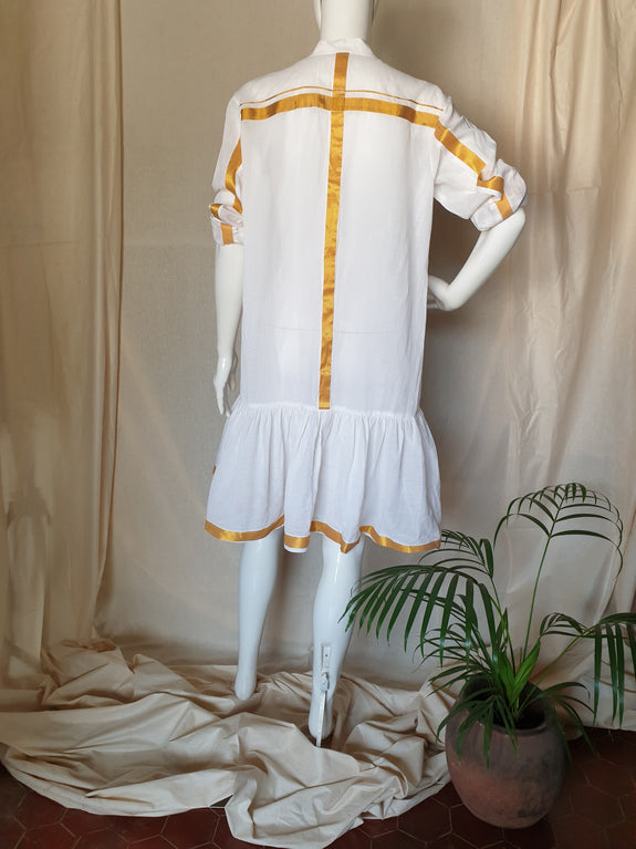 Stephany Cotton Shirt Style Drop Hem Dress - Republic of Mode
