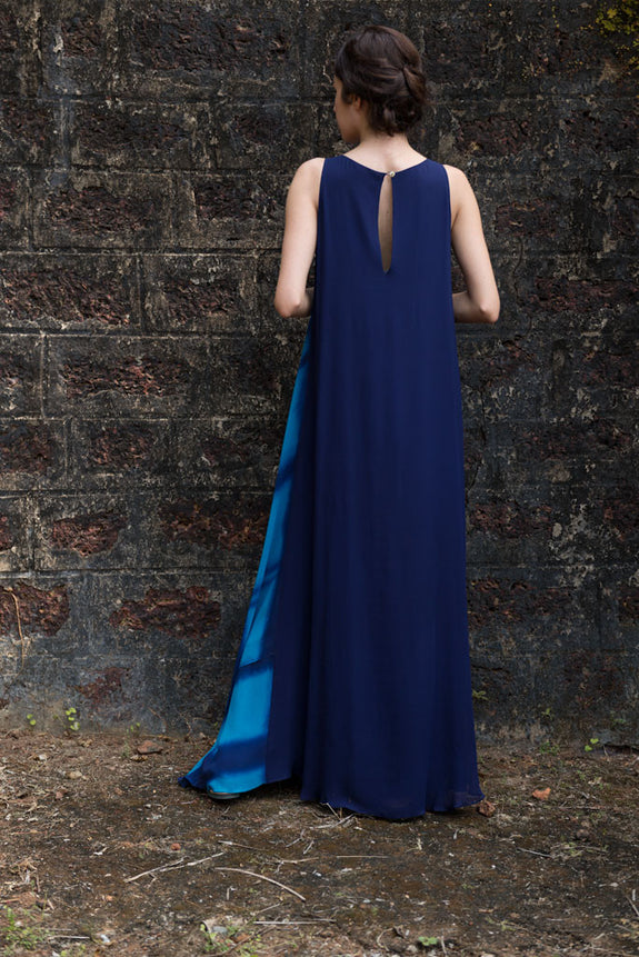 Stephany Silk Fold-Dye V-Neck Maxi Dress - Republic of Mode