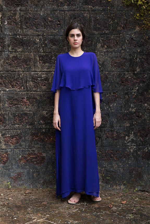 Stephany Silk Cape Dress - Republic of Mode