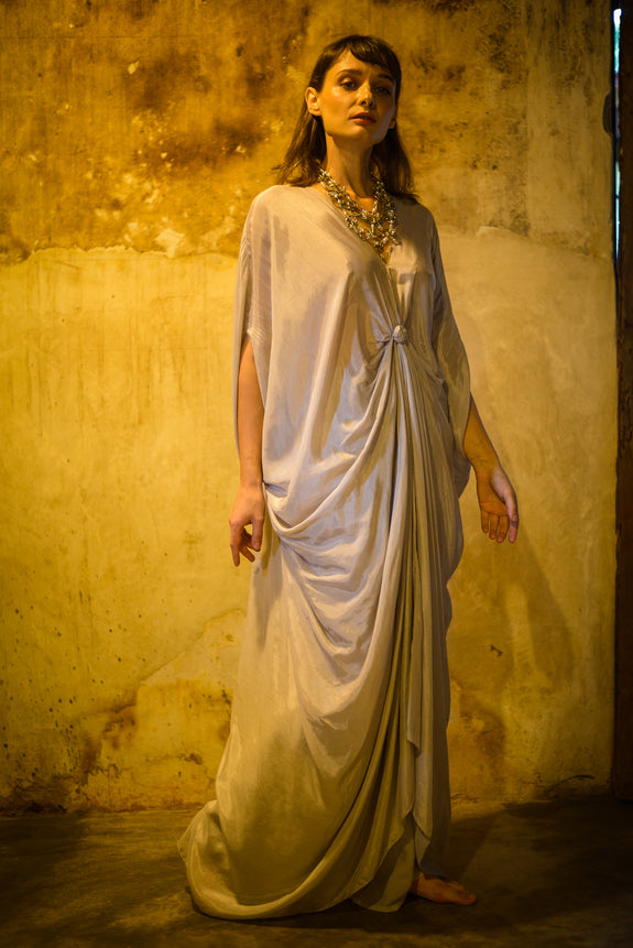 Stephany Cotton Silk V-Neck Kaftan - Republic of Mode