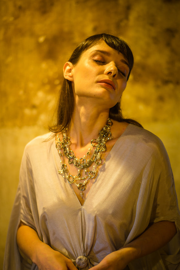 Stephany Cotton Silk V-Neck Kaftan - Republic of Mode