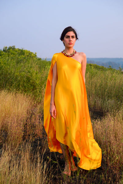 Stephany Silk Draped One Shoulder Dress - Republic of Mode