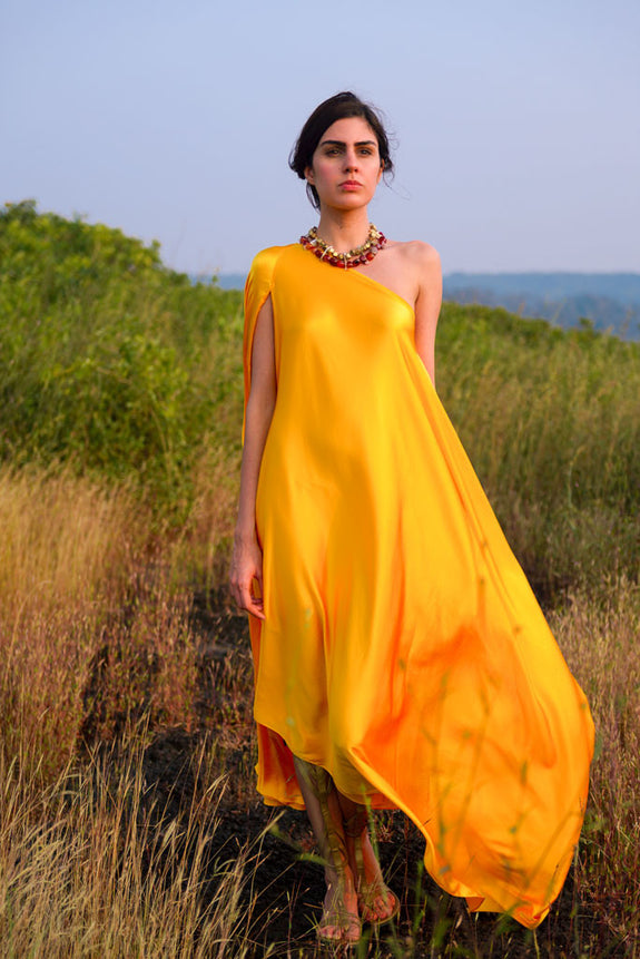 Stephany Silk Draped One Shoulder Dress - Republic of Mode