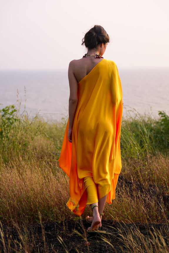 Stephany Silk Draped One Shoulder Dress - Republic of Mode