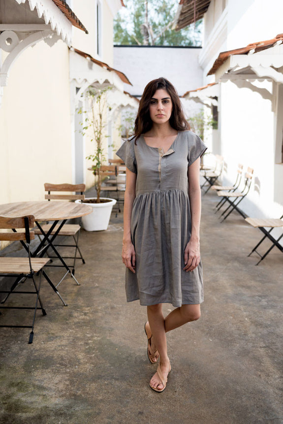 Creamoda Smock Dress w/ Placket Detail - Republic of Mode