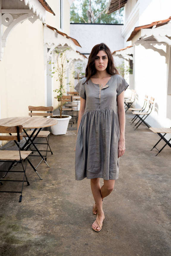 Creamoda Smock Dress w/ Placket Detail - Republic of Mode