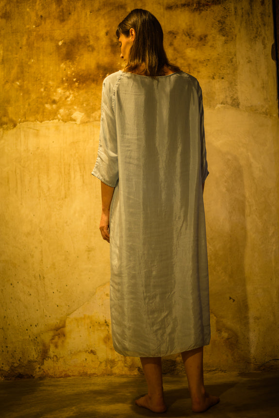 Stephany Cotton Silk Boat Neck Tunic Dress - Republic of Mode