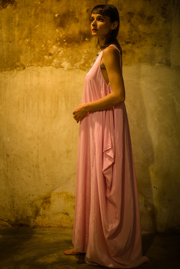 Stephany Cotton Silk Draped Low Back Dress - Republic of Mode