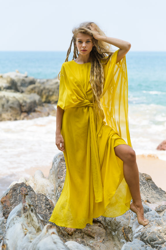 Stephany Silk Slim Cut Draped Dress - Republic of Mode