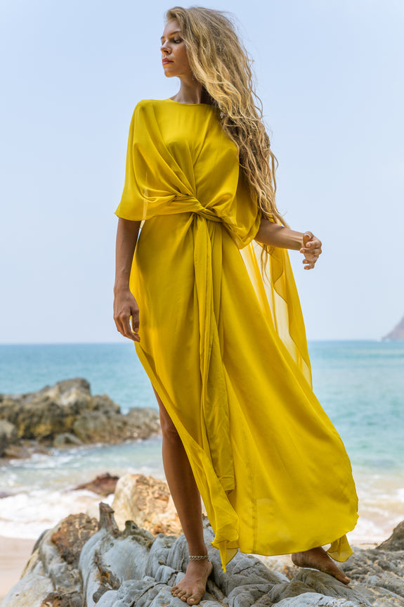 Stephany Silk Slim Cut Draped Dress - Republic of Mode