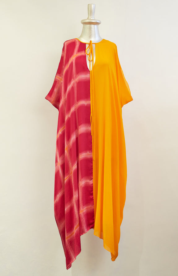 Stephany Fold-Dye Front Tie up Long Dress - Republic of Mode