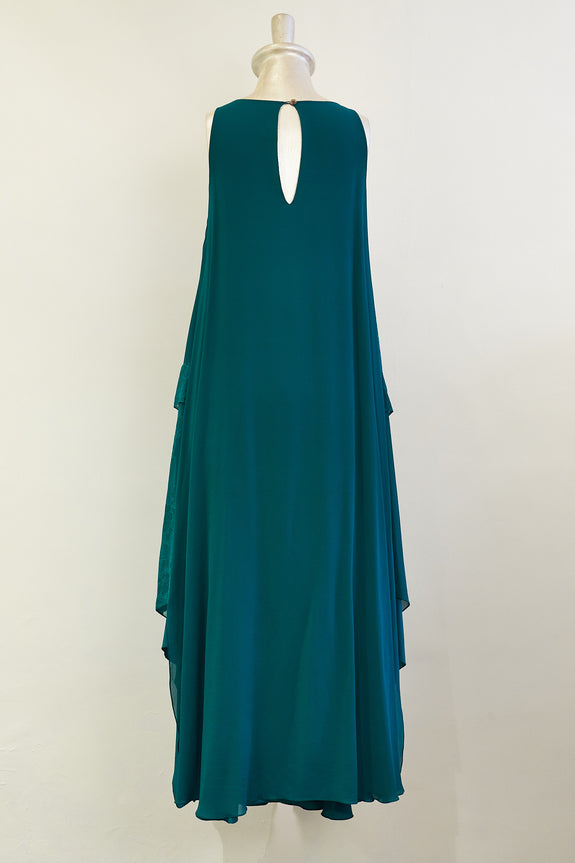 Stephany Silk Layered V Neck Jacquard Dress - Republic of Mode