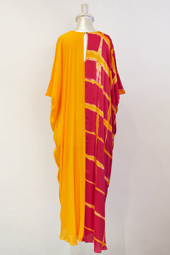 Stephany Silk Front Knot Tie-Dye Long Dress - Republic of Mode