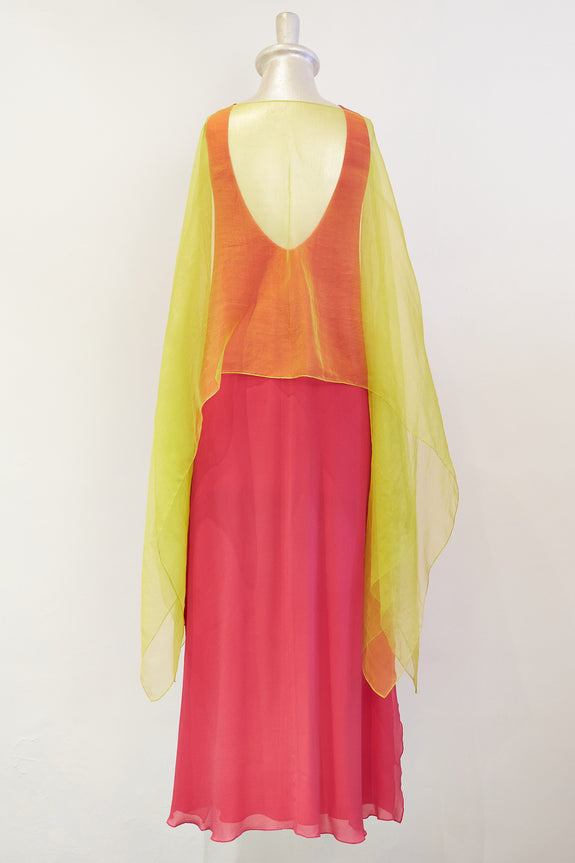 Stephany Layered High Neck Dress w/ Organza Cover up - Republic of Mode
