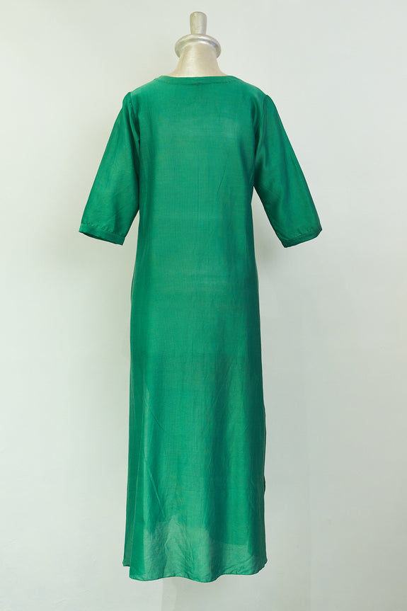 Stephany Silk Chanderi V-Neck Tunic with Side Slits - Republic of Mode