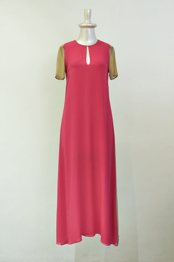 Stephany Silk Color-Block Long Shift Dress - Republic of Mode