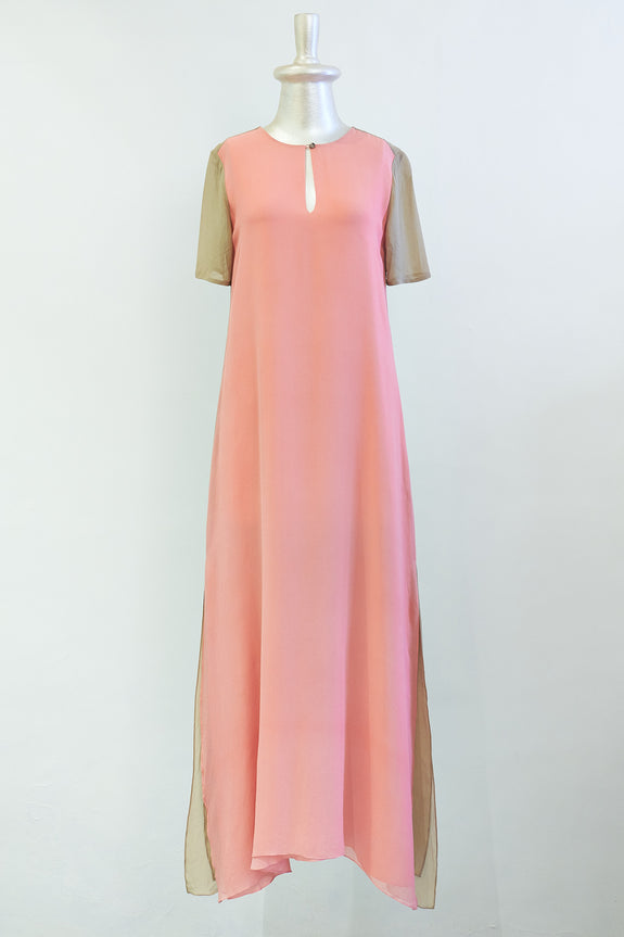 Stephany Silk Color-Block Long Shift Dress - Republic of Mode