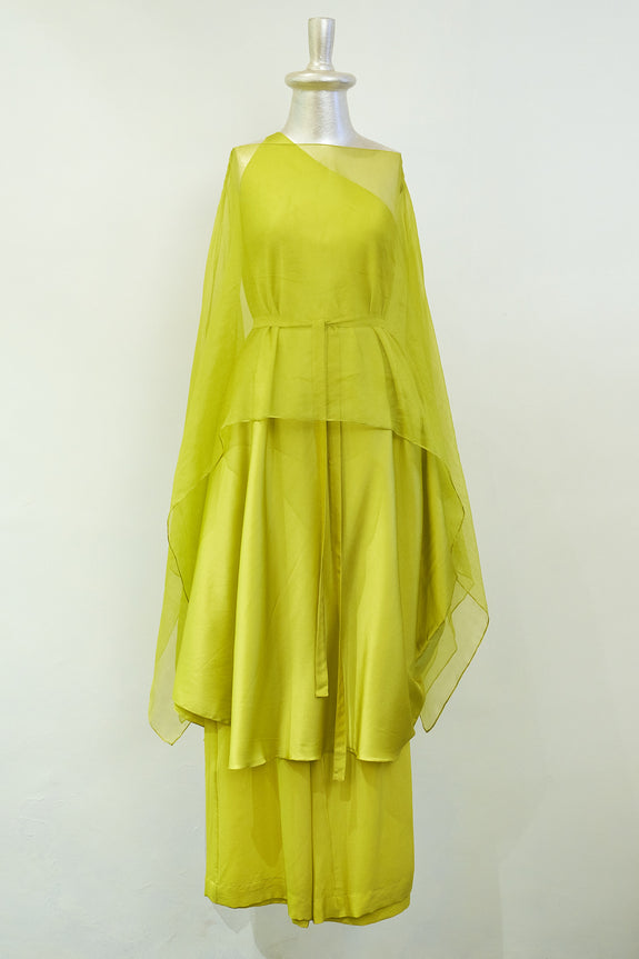 Stephany Silk One Shoulder Set with Sheer Cover up - Republic of Mode