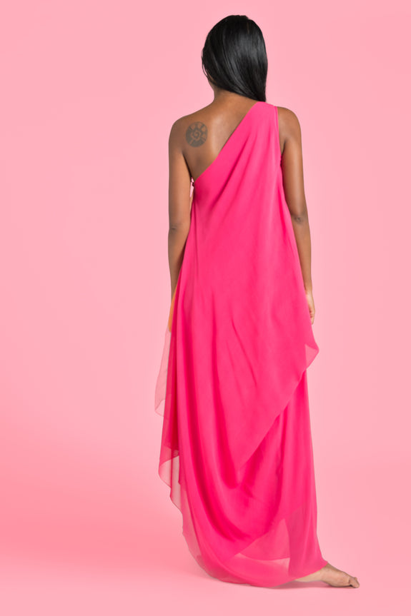 Stephany Silk One Shoulder w/ Organza Drape - Republic of Mode