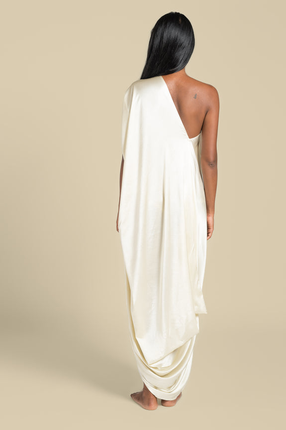 Stephany Silk Pleated One Shoulder Dress - Republic of Mode