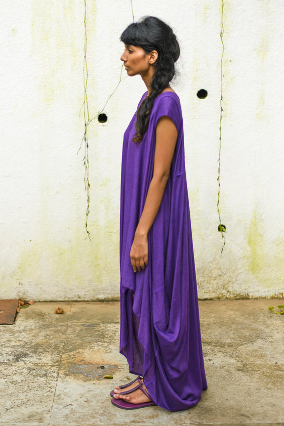 Stephany Silk Cut Out Neck Draped Dress - Republic of Mode