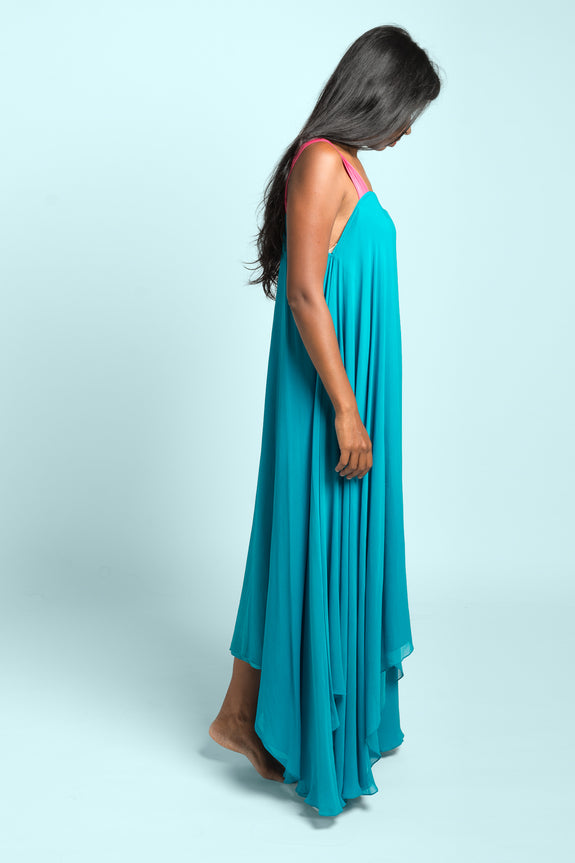 Stephany Silk Layered High-Low Dress w/ Strap - Republic of Mode