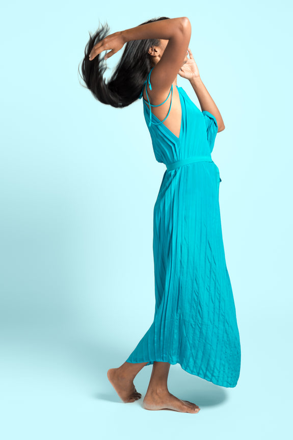 Stephany Silk One Shoulder Tie-up Dress - Republic of Mode