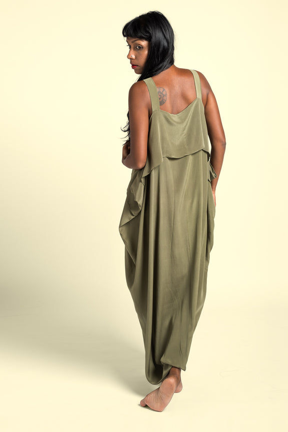 Stephany Draped Front Pleat Strap Dress - Republic of Mode