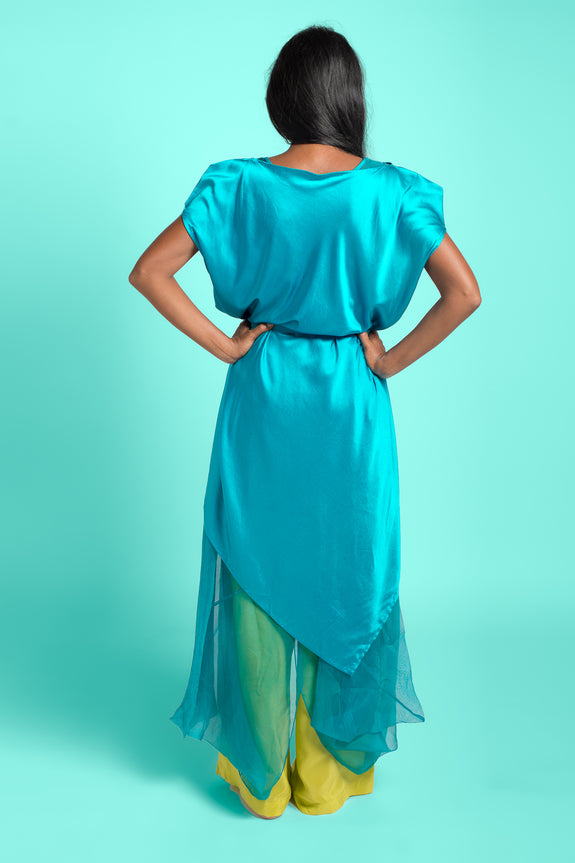 Stephany Silk Deconstructed Top w/ Belt / Organza Shift / Silk Trouser - Republic of Mode